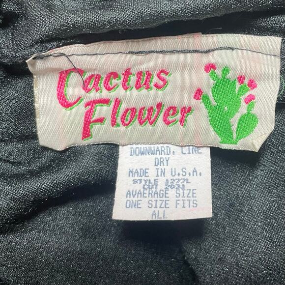 VTG Cactus Flower Black Velvet Maxi Skirt Tiered ONE SIZE Whimsigoth Western - Picture 6 of 6